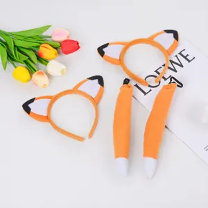 Cute fox ear headband and plush tail set for animal cosplay, party dress up and cute styling.