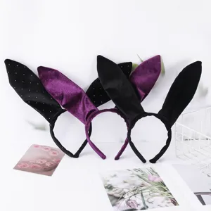 Cute Velvet Rabbit Ear Headband Bunny Girl Hair Hoops For Women Halloween Party Hair Accessories Headwear