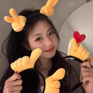 Plush cute gesture hair hoop creative hand sign headband fashion hair accessories for women