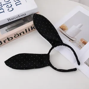 Black velvet bunny ear headband cute polka dot hair hoop for party cosplay and festival