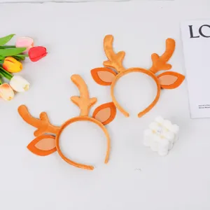 Bella fascia per capelli con corna di renna in peluche per festa di Natale, divertente.