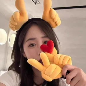Funny plush hand gesture headband cute thumb up heart hair hoop for women girls daily wear detail