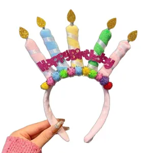 Handmade pipe cleaner birthday headband with colorful candles cute party hair accessory for kids