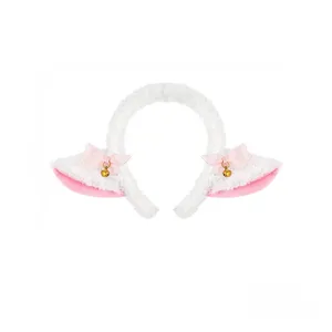 Cute plush sheep ear headband with pink bows and bells, perfect for sweet daily wear.
