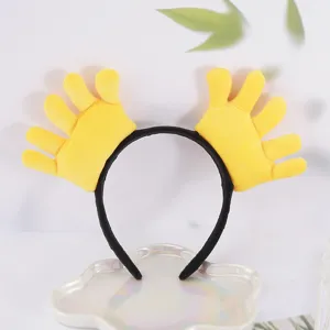 Cute funny hand gesture hair hoop plush scissor hand headband for women daily wear photo prop