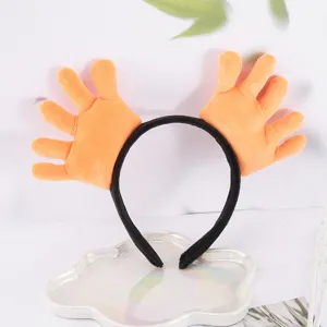Cute plush hand gesture headband funny cartoon hair hoop for women daily wear washing face photos