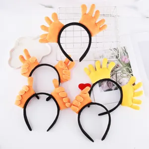 Cute funny gesture headband cartoon peace sign hair hoop plush hair accessories for women