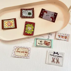 Vintage Cartoon Bear Rabbit Embroidery Patches DIY Handmade Decorative Woven Labels For Scarf Hat Clothing Accessories