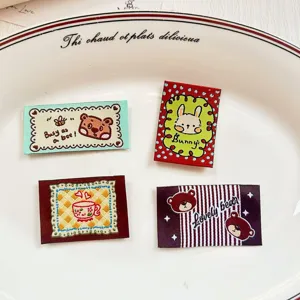 Retro cartoon bear and rabbit cloth patches for DIY handmade apparel decoration accessories.