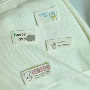 Handmade fabric labels cute clothing accessories DIY sewing badges canvas patches for bags