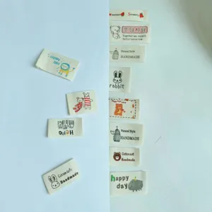 Handmade fabric labels for sewing DIY clothing accessories, cute cartoon cotton patches.