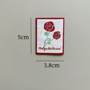 Embroidered rose patch fabric sticker diy clothing accessories craft decoration badge 5x3.8cm