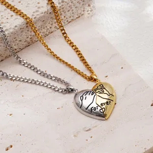 Couple magnetic heart necklace gold and silver matching chains romantic jewelry gift for lovers