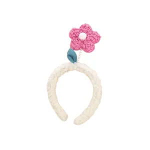 Cute plush flower headband with lamb wool texture, sweet and playful daily hair accessory.