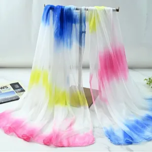 Gradient chiffon scarf detail, lightweight summer beach shawl and air conditioning wrap.
