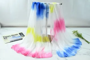 Gradient chiffon silk scarf summer beach shawl long sun protection women scarf elegant drape