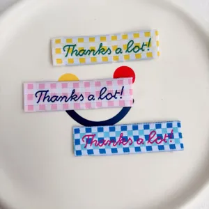 Colorful plaid embroidered fabric labels DIY clothing accessories sewing patches tags