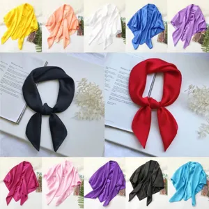 Effen satijnen vierkante sjaal zijde halsdoek haarband meerkleurige hijab dames