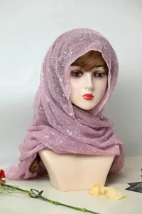 Chiffon sparkly sequin headscarf shawl detail view, lightweight summer sun protection hijab.