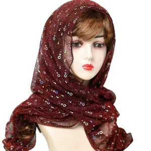 Red metallic chiffon scarf shawl sparkly crinkle headwrap beach cover-up for women