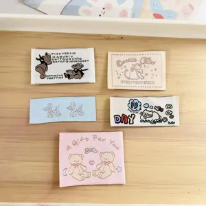 Cute cartoon woven labels for clothing DIY handmade crafts decorative fabric patches set.