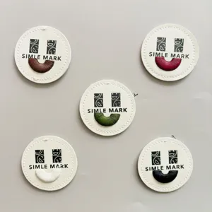 Round white leather embroidered patches clothing badges DIY decorative sticker apparel