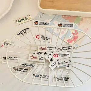 Cute cartoon dog and bear woven fabric labels for DIY clothing, bags, hats and hair accessories.