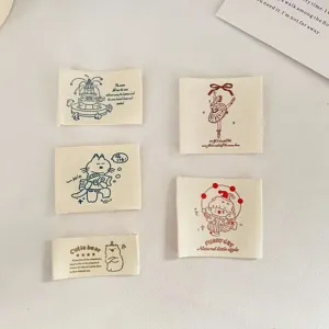 Pure Cotton Woven Labels Handmade DIY Sewing Cloth Tags Cartoon Cute Design Garment Clothing Decoration Labels Accessories