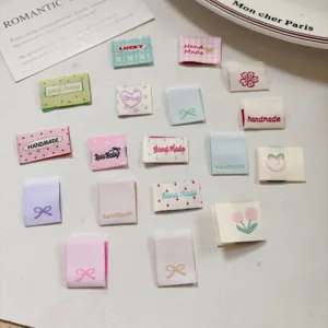 Cute Korean style woven fabric labels handmade sewing tags for bags bows apparel accessories