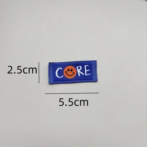 Blue embroidered smiley face patch DIY clothing apparel accessory badge decor 2.5x5.5cm