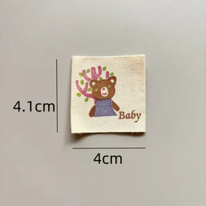 Cotton cloth label handmade DIY accessories clothing hat luggage decorative patch 4x4.1cm