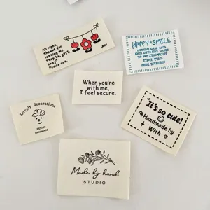 Cotton Garment Labels DIY Handmade Clothing Tags Woven Sewing Labels Cute Printed Fabric Tags For Sewing Craft