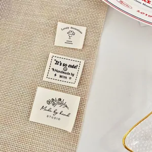 Handmade cotton fabric labels DIY clothing tags cute decorative patches for garments and bags