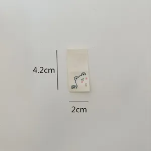 Handmade fabric label cute bear folded decorative tag for hats socks scarves clothing 4.2x2cm