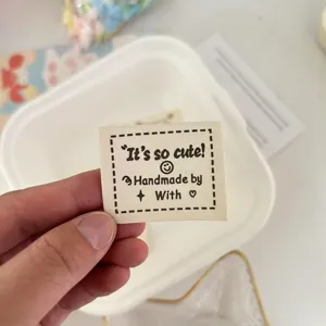 Cute cotton fabric label handmade diy clothing tags decorative patches for garments and bags.