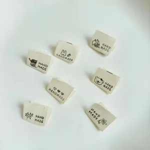 Handmade Pure Cotton Cloth Labels DIY Clothing Accessories Cute Animal Print Wash Labels Garment Sewing Patches