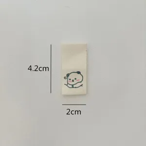 Cute bear fabric label for handmade clothing, hats, scarves, and sewing garment accessories.
