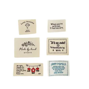 Cotton fabric labels for handmade clothing, DIY sewing, cute wash tags and garment decorations.