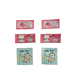 Cartoon woven labels cute rabbit bear puppy patch DIY handmade bag clothing accessories