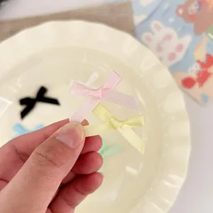 Mini 6mm ribbon bows detail, colorful handmade DIY hair accessories and craft supplies.
