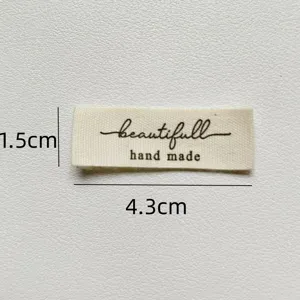 Cotton handmade clothing label sewing tag DIY craft decorative accessory patch 4.3x1.5cm