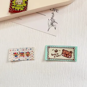 Cartoon bear rabbit embroidered woven labels DIY handmade clothing decorative patches.