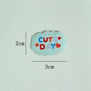 Mini embroidered cloth patch, cute cloud shape with colorful letters and lovely icons for DIY crafts.