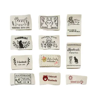 Etiquettes faits main en coton etiquettes de couture bricolage chat ours pour vetements