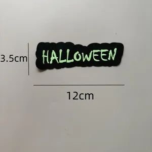 Toppa ricamata Halloween stemma in tessuto nero accessorio abbigliamento DIY decorazione 12cm