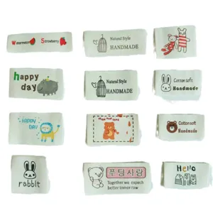 Handmade cloth labels for clothing sewing DIY bags, cute cotton fabric tags patches.