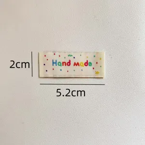 Handgemaakte geweven kledinglabel patch, 2x5.2cm DIY naai-accessoire voor tassen en kledingstukken.