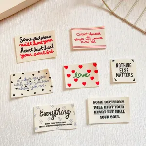Cotton woven clothing labels DIY handmade decorative patches cute phrase tags apparel accessories