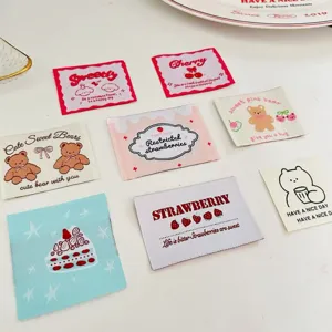 Korean style cloth labels cute bear strawberry embroidery patches DIY sewing accessories