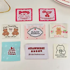 Korean style fabric labels embroidery patches cute bear cherry strawberry handmade DIY accessories